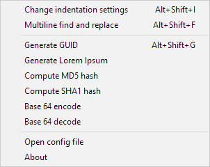 Screenshot of ToolBucket menu options